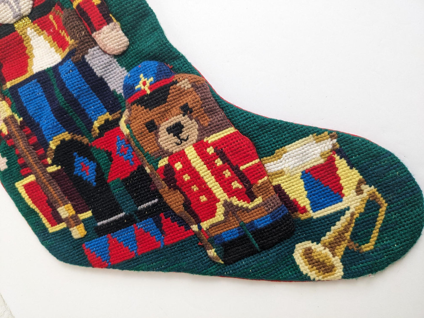 Vintage 3D Nutcracker Needlepoint Christmas Stocking