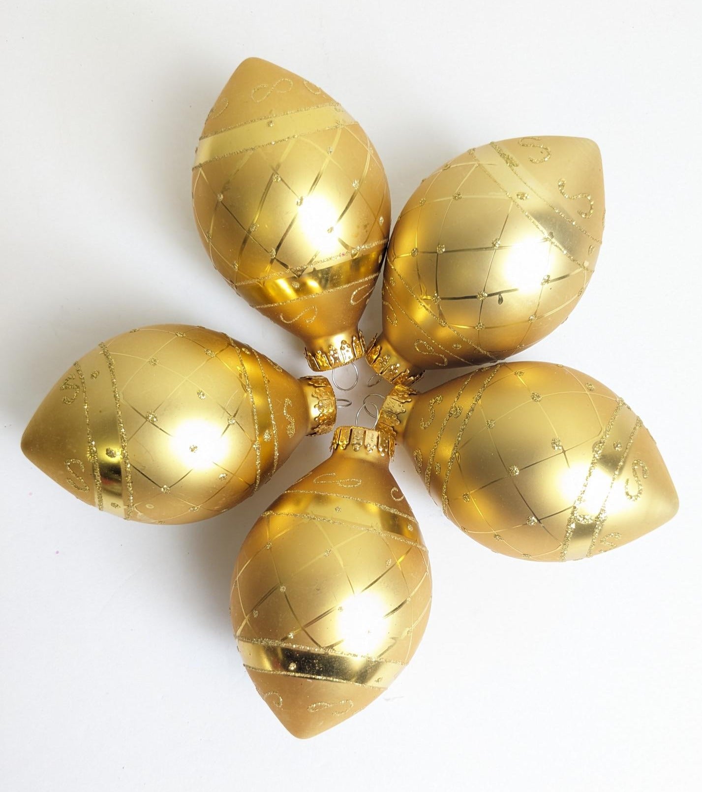 Gold Teardrop Christmas Ornament Set