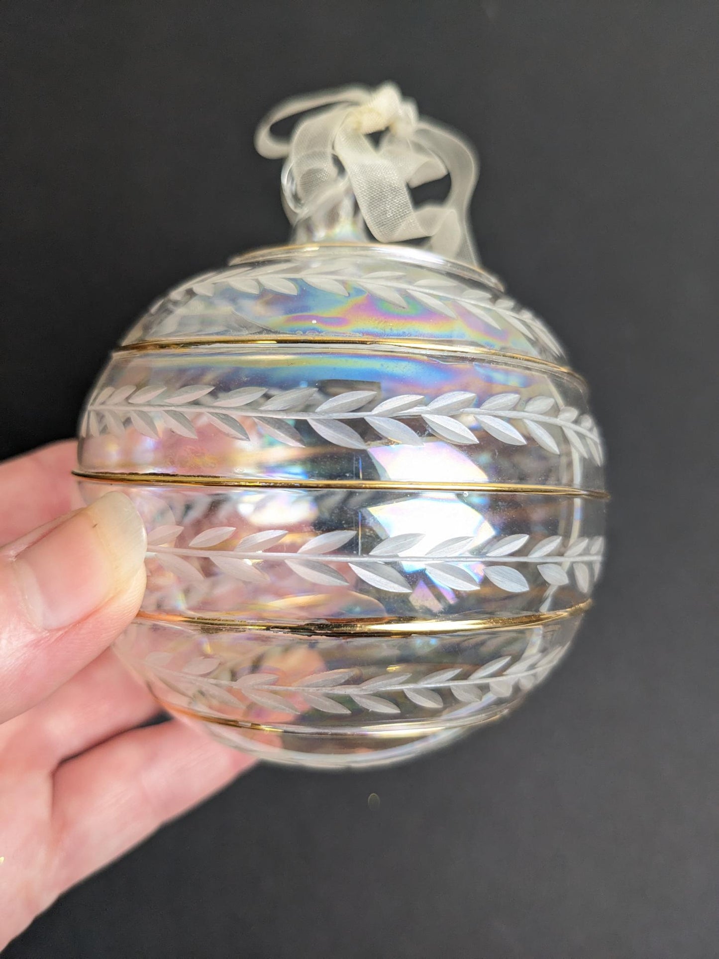 Vintage Silvestri Iridescent Glass Christmas Ornament Set