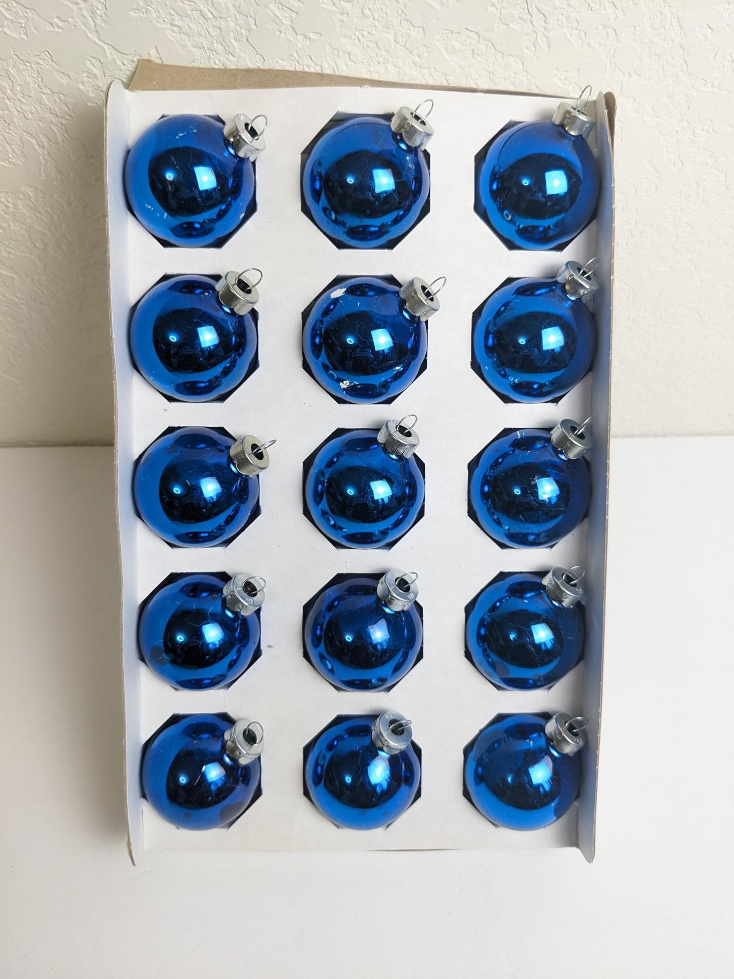 Small Blue Holly Christmas Ornament Set