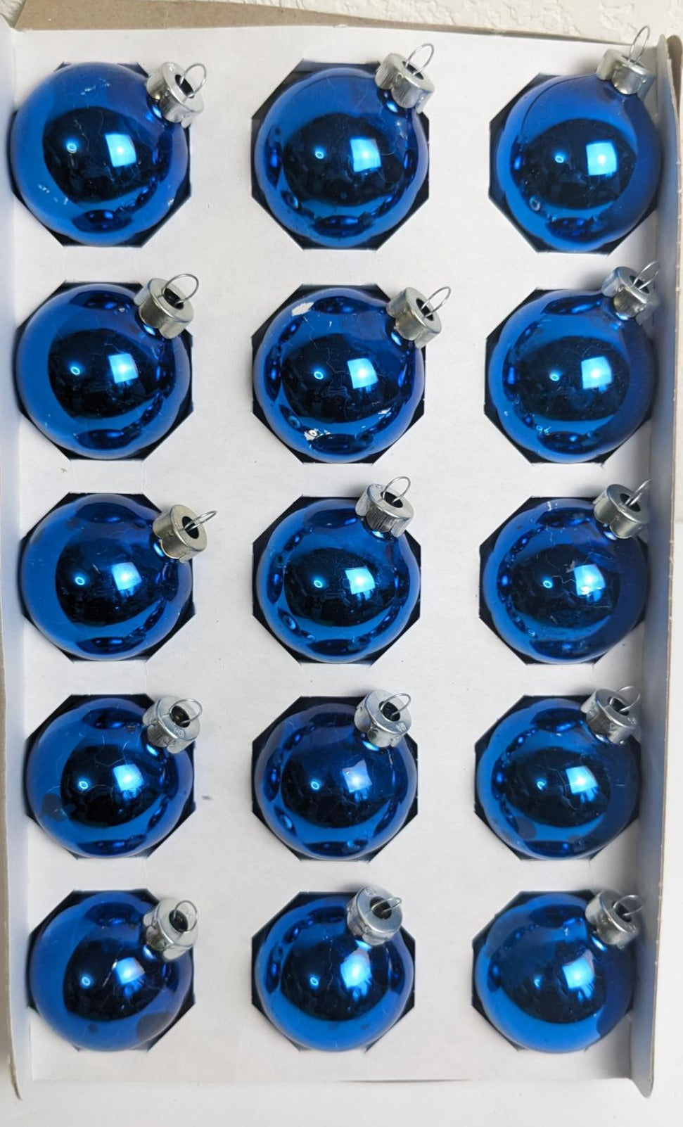 Small Blue Holly Christmas Ornament Set