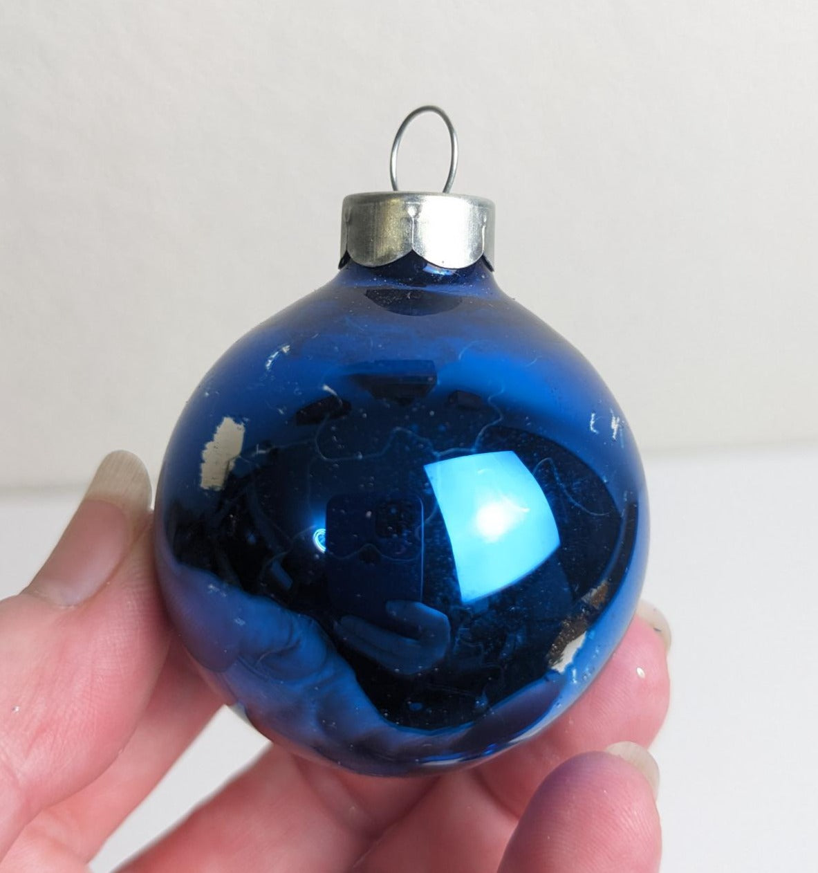 Small Blue Holly Christmas Ornament Set