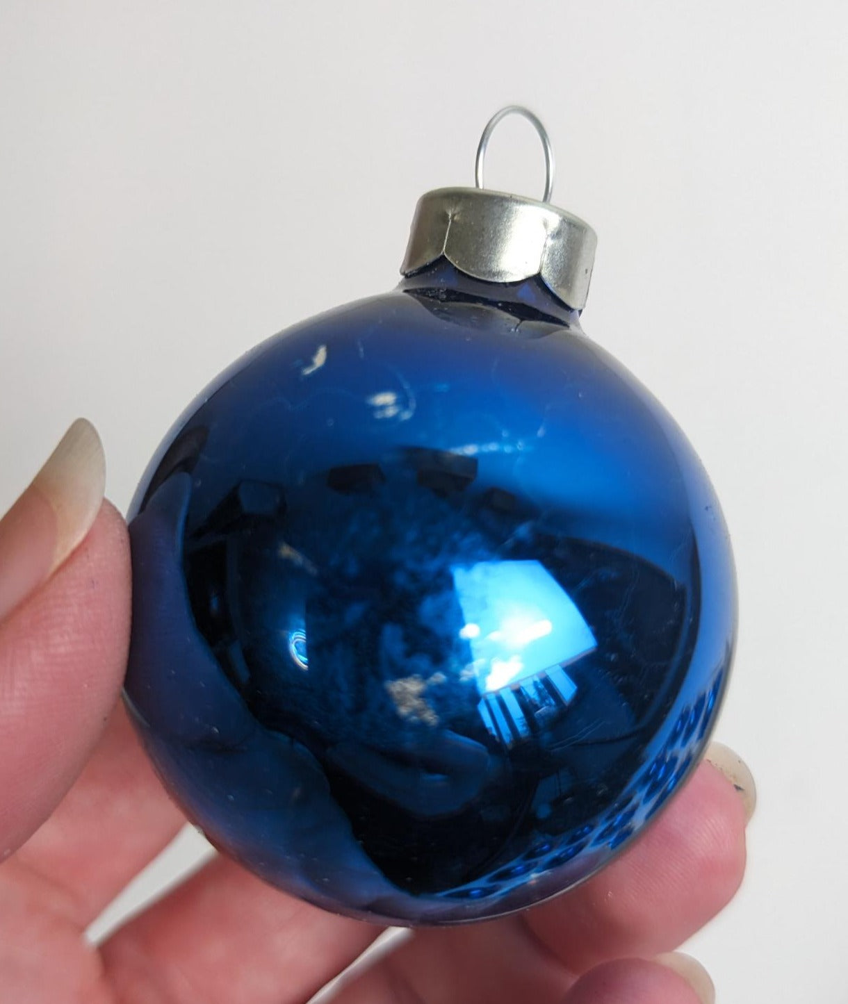 Small Blue Holly Christmas Ornament Set