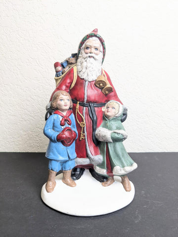 Old World Santa Claus with Children Christmas Ceramic Figurine