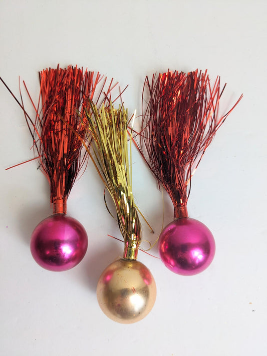 Vintage Tinsel Firework Christmas Ornament Set