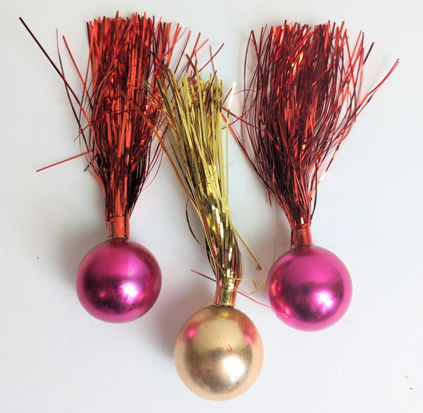 Vintage Tinsel Firework Christmas Ornament Set