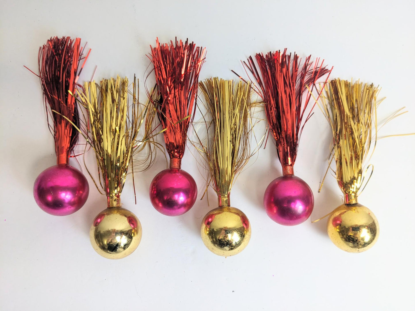 Vintage Tinsel Firework Christmas Ornament Set