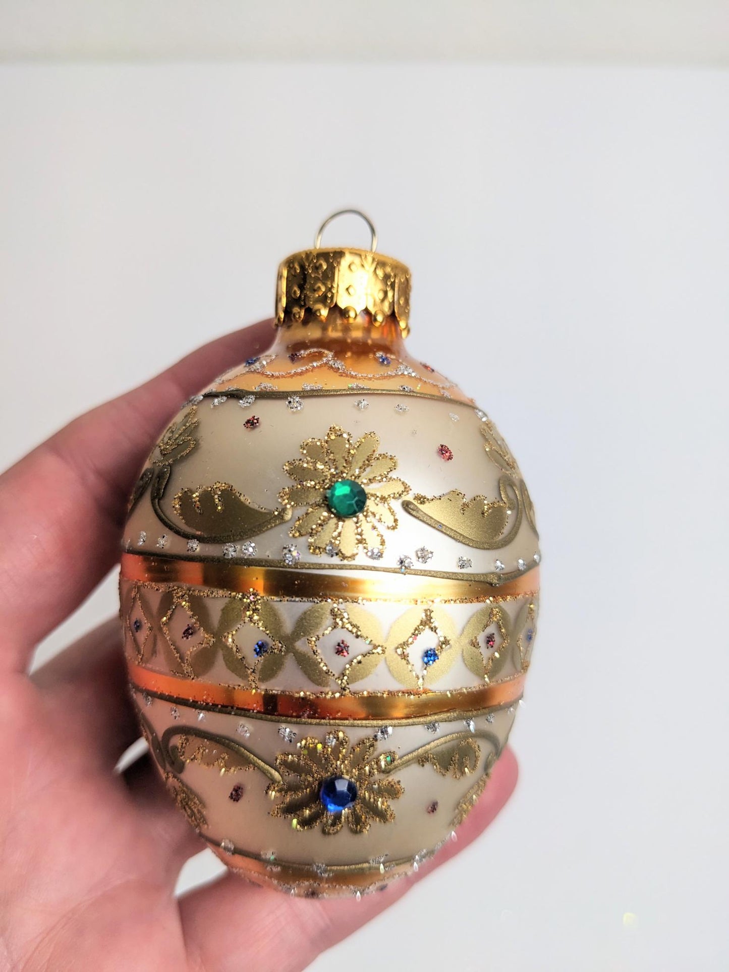 Vintage Hand Crafted Egg Shaped Christmas Ornament