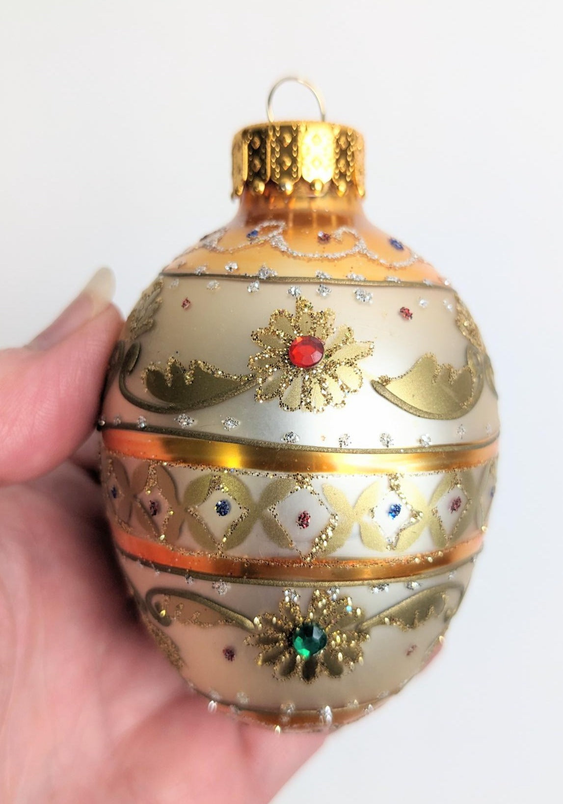 Vintage Hand Crafted Egg Shaped Christmas Ornament