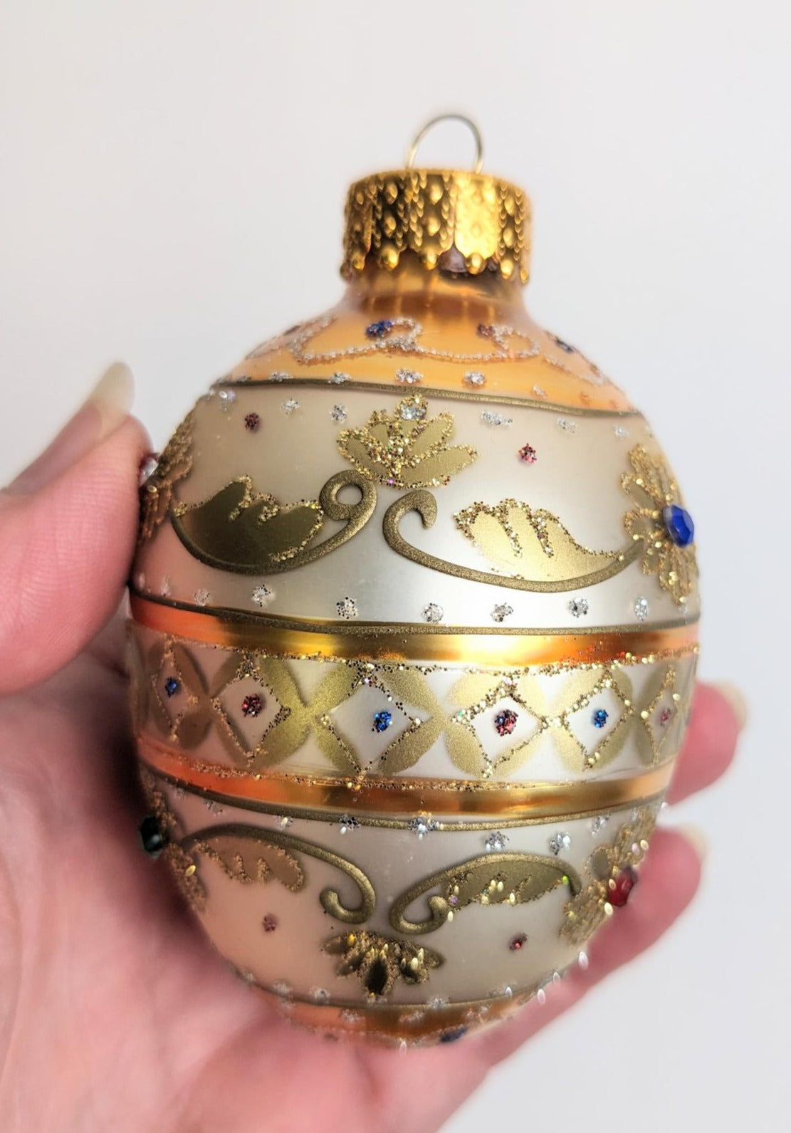 Vintage Hand Crafted Egg Shaped Christmas Ornament