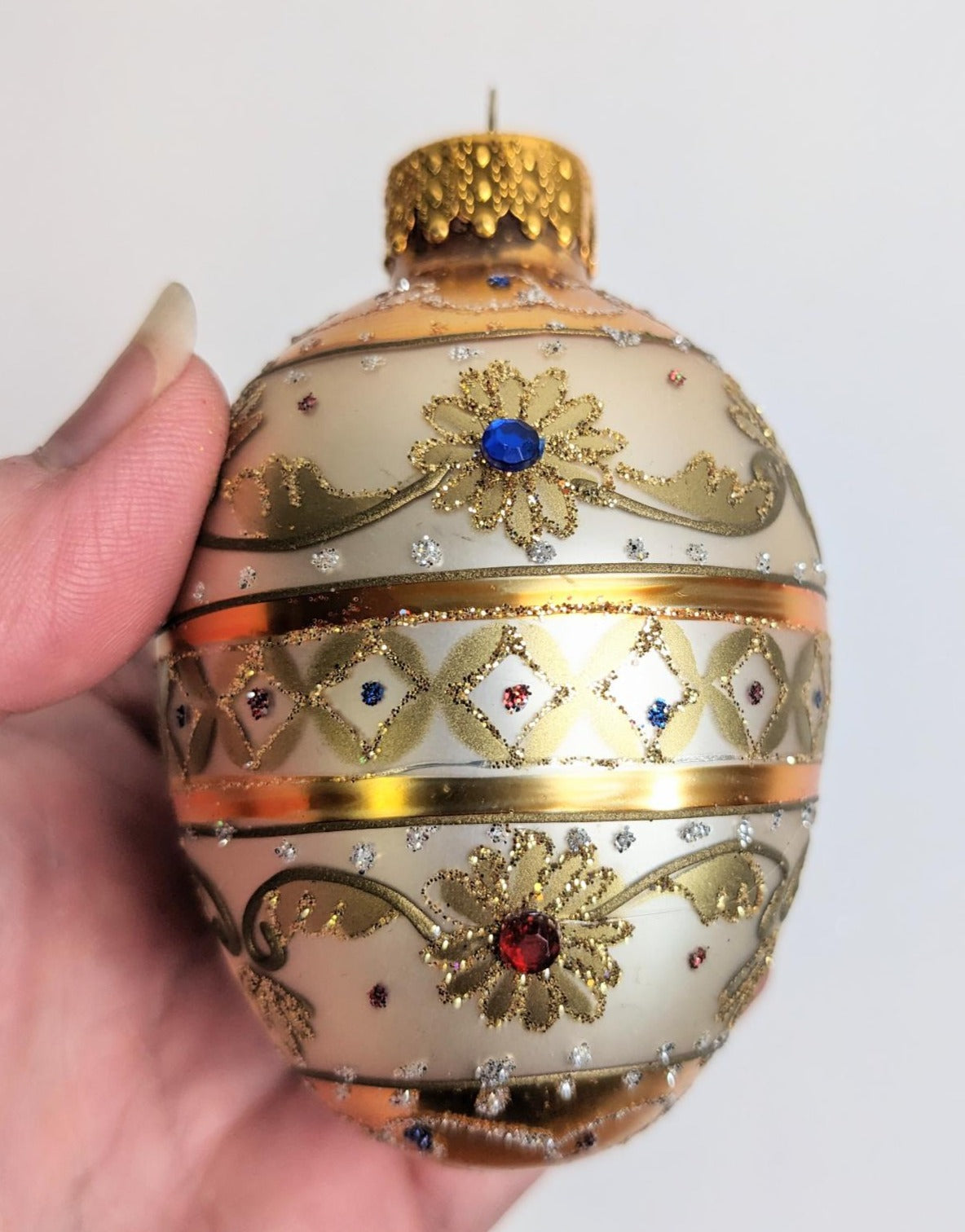 Vintage Hand Crafted Egg Shaped Christmas Ornament