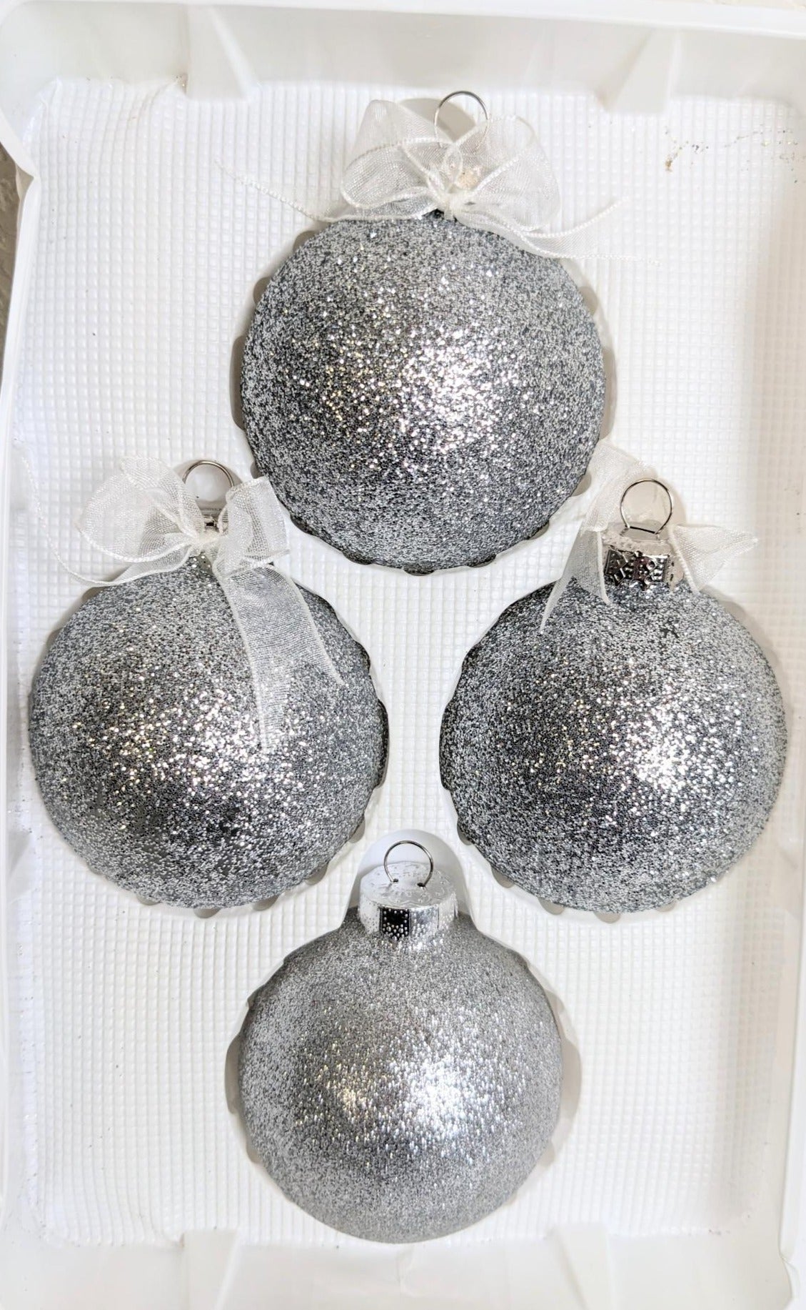 Silver Sparkle Christmas Ornaments