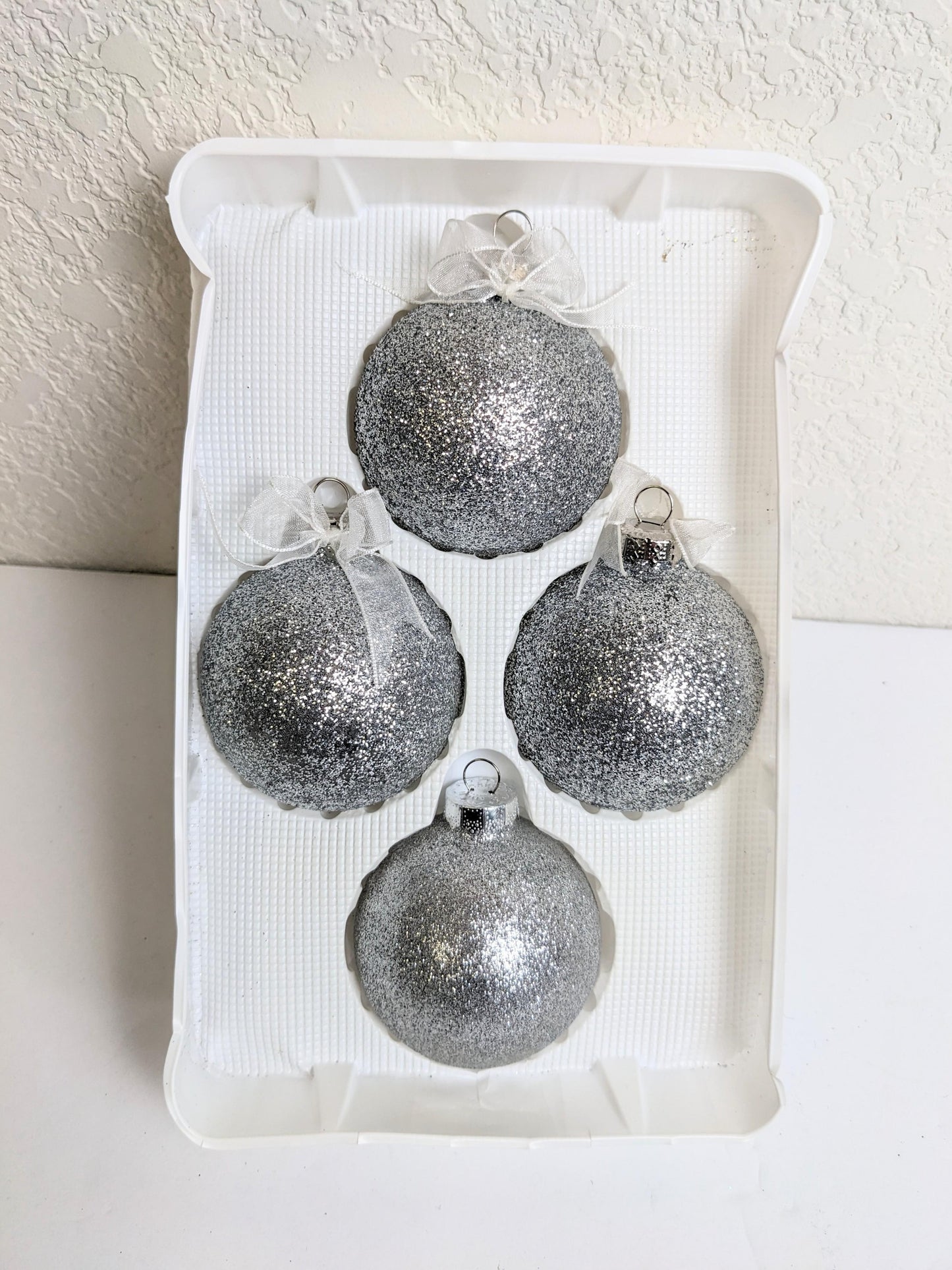 Silver Sparkle Christmas Ornaments