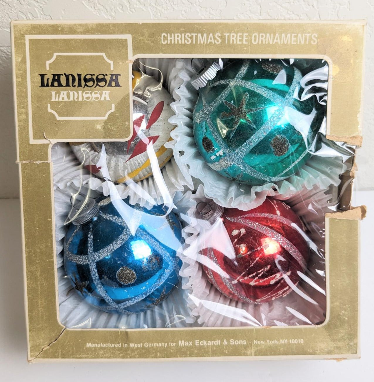 Shiny Brite West Germany Vintage Christmas Ornament Set