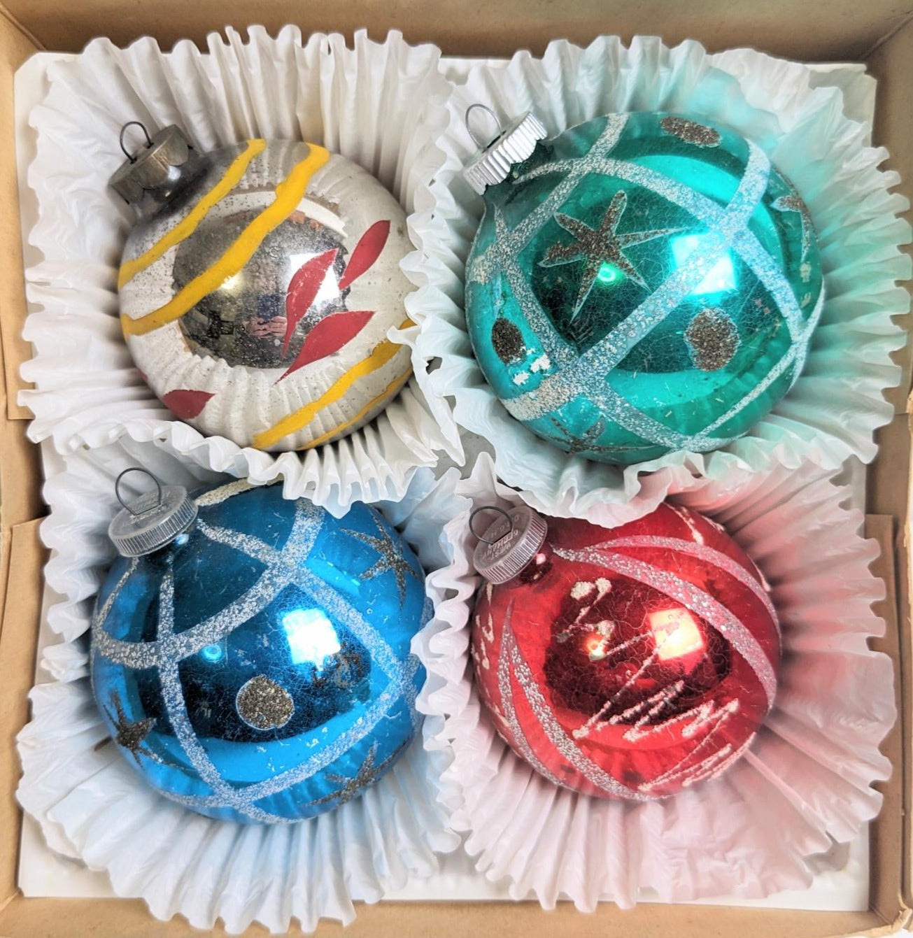 Shiny Brite West Germany Vintage Christmas Ornament Set