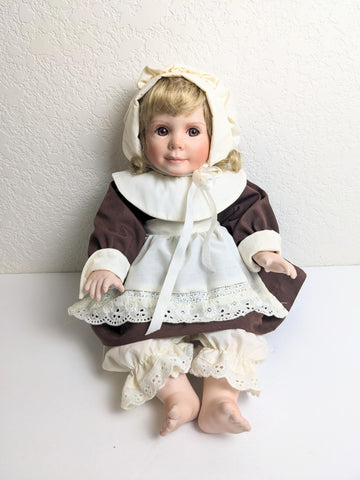 Thanksgiving Pilgrim Girl Jan Garnett Vintage 1994 Porcelain Doll