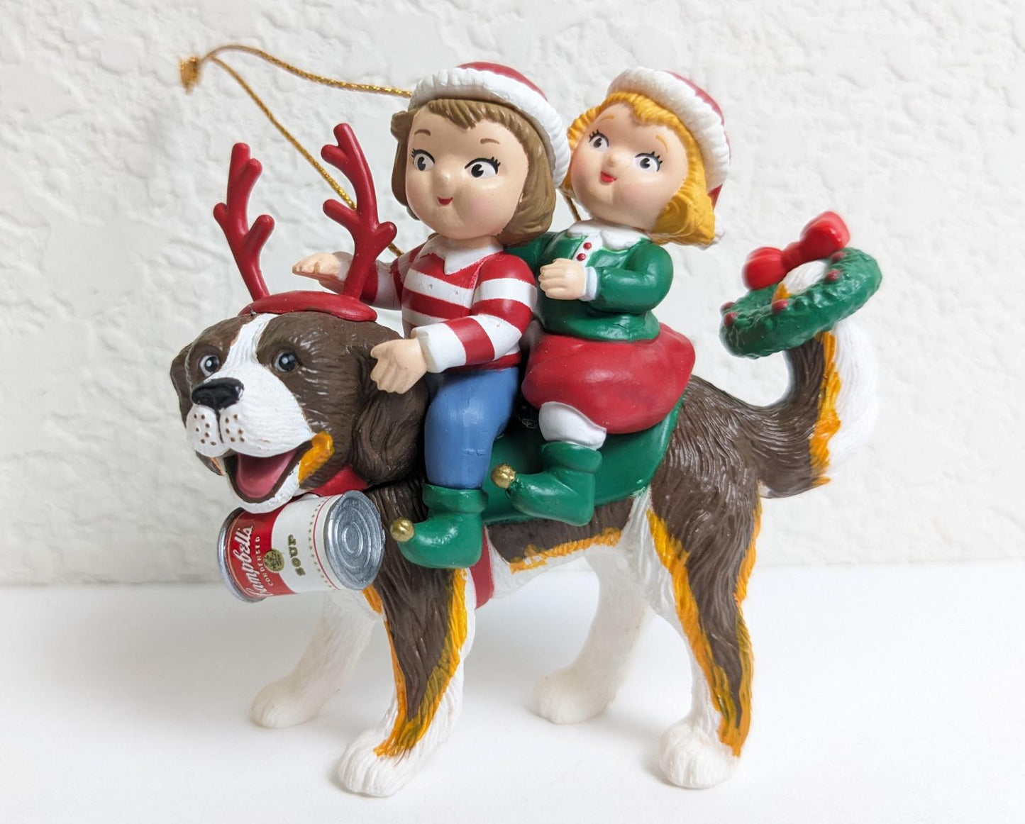 Vintage Campbells Soup Kids on Saint Bernard Christmas Ornament