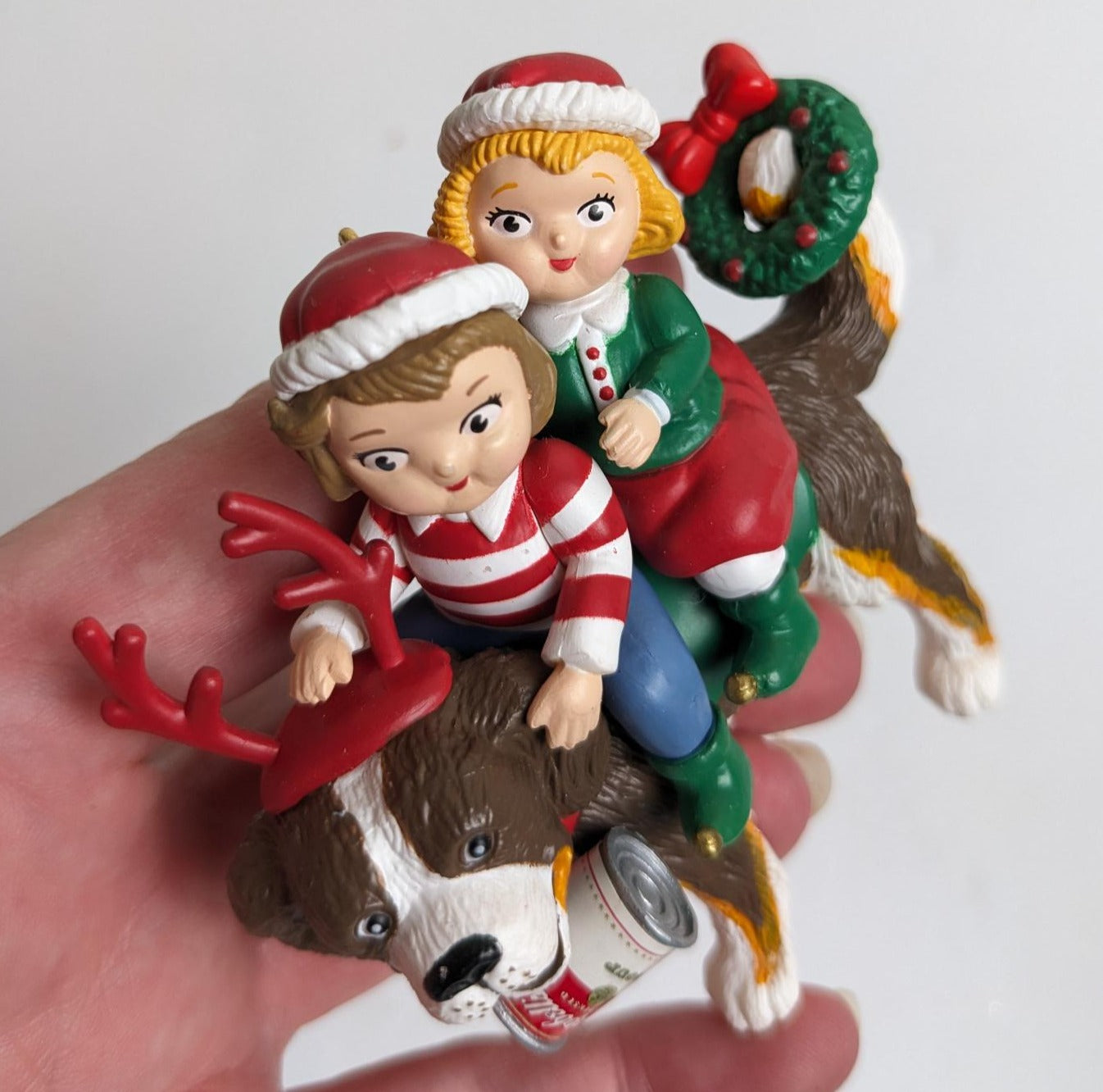 Vintage Campbells Soup Kids on Saint Bernard Christmas Ornament