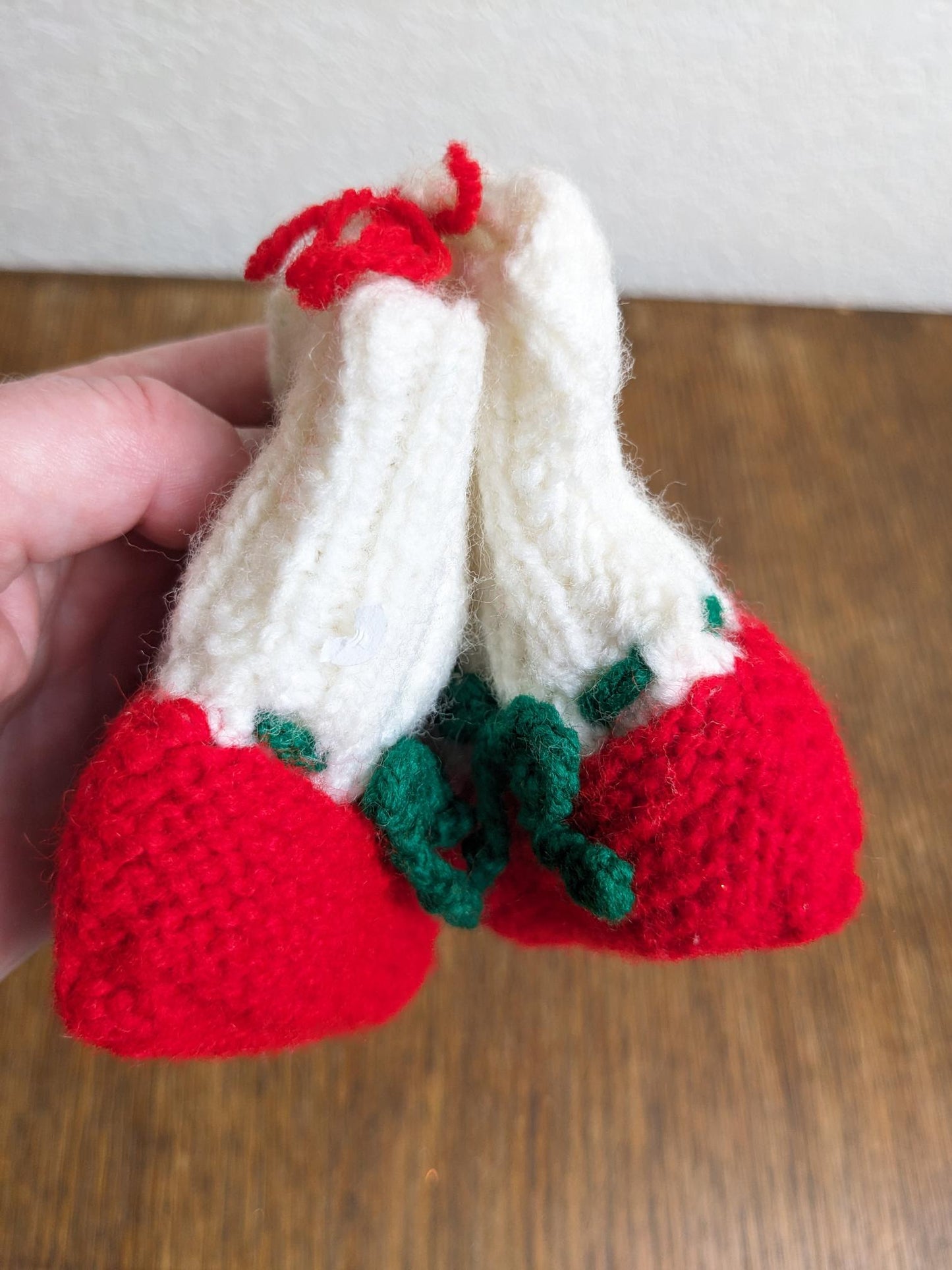 Vintage Knitted Santa Boots Christmas Ornaments