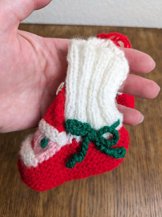 Vintage Knitted Santa Boots Christmas Ornaments