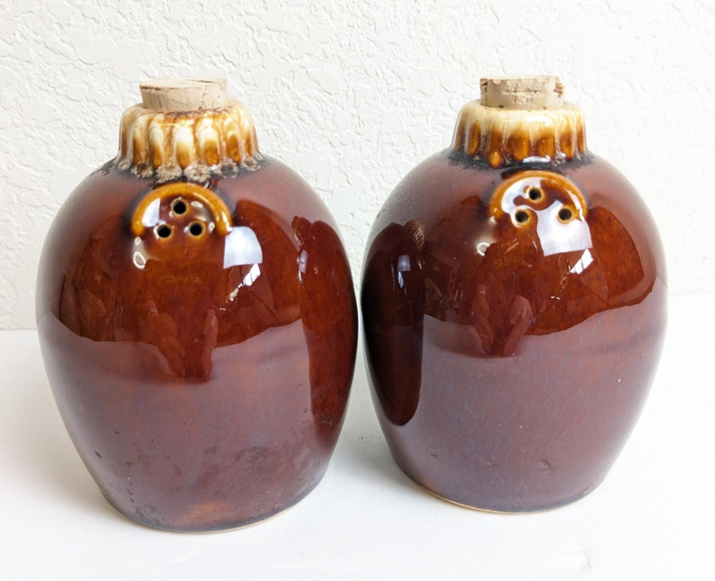 Hull Pottery Brown Drip Glaze Salt and Pepper Brown Shaker Set