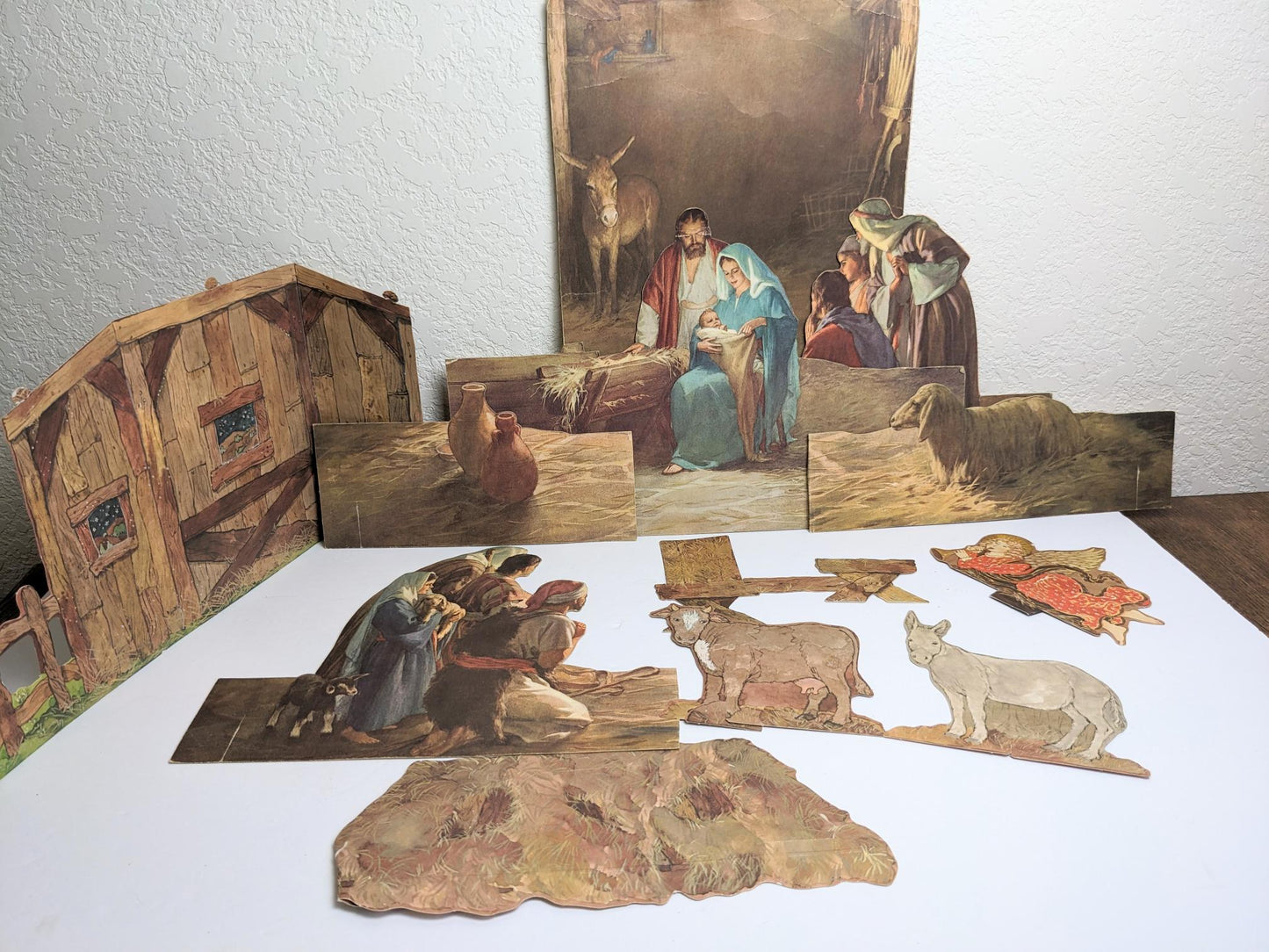 Paper Die Cut 3D Vintage Christmas Nativity Set