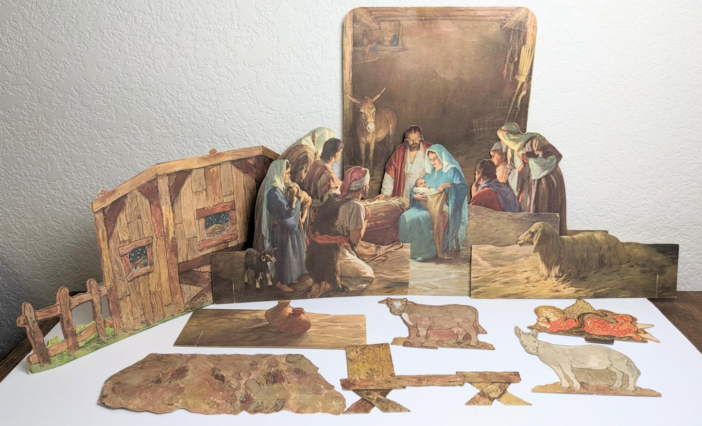 Paper Die Cut 3D Vintage Christmas Nativity Set