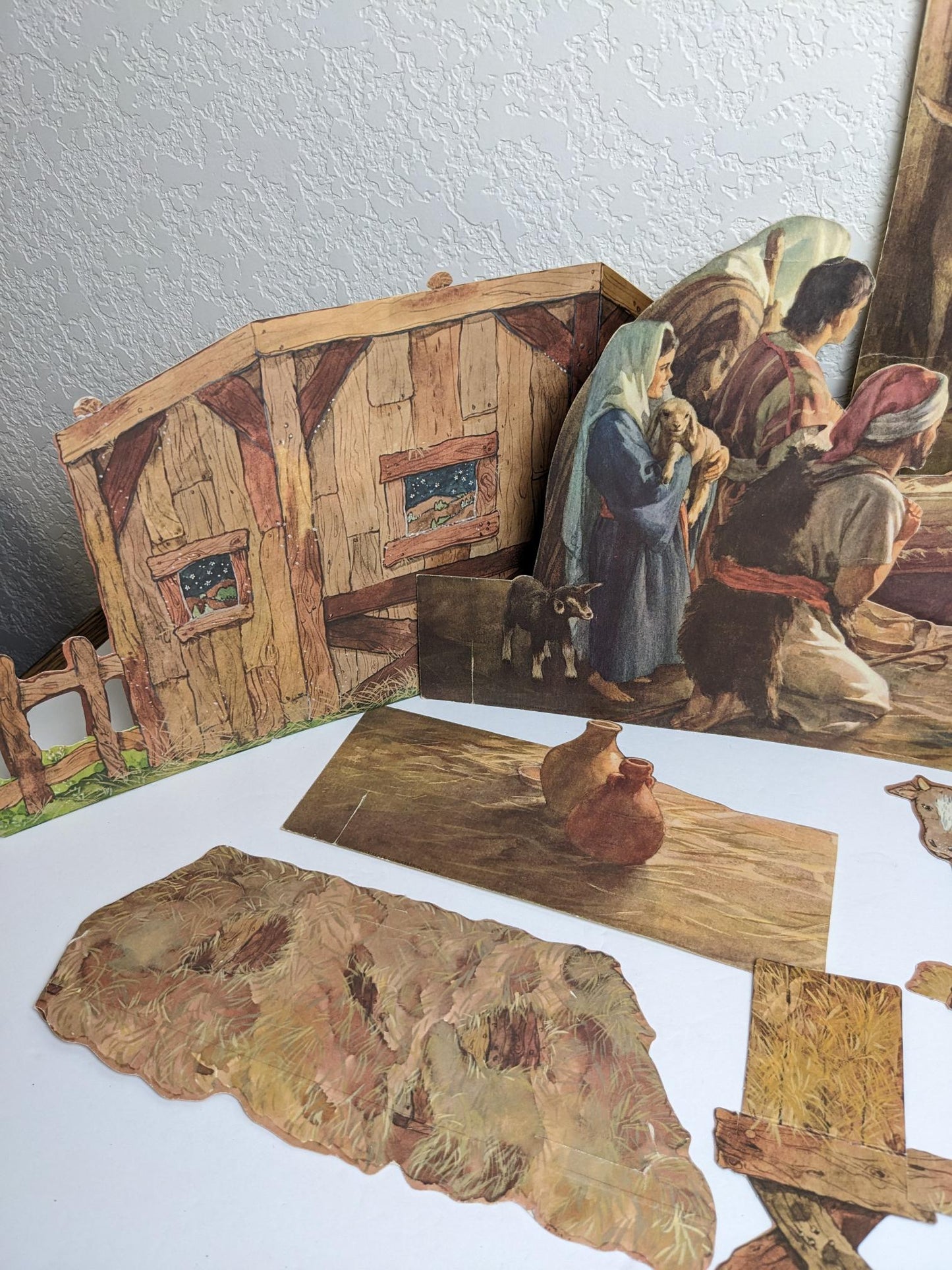 Paper Die Cut 3D Vintage Christmas Nativity Set