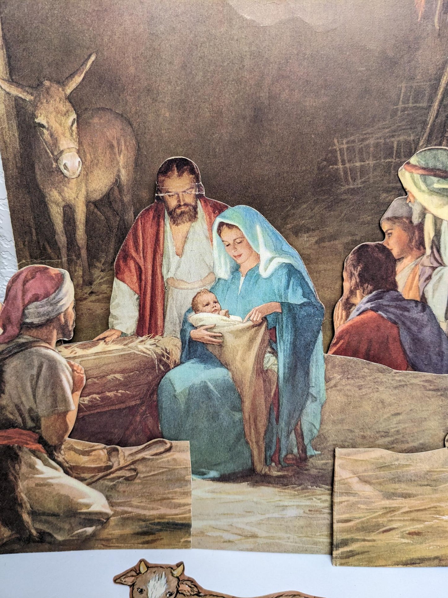 Paper Die Cut 3D Vintage Christmas Nativity Set