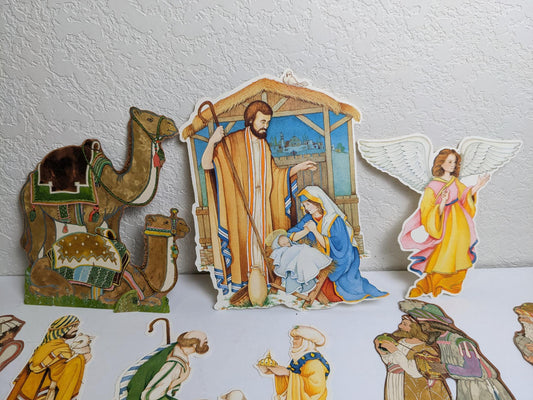 Vintage Paper Die Cut Christmas Nativity Set