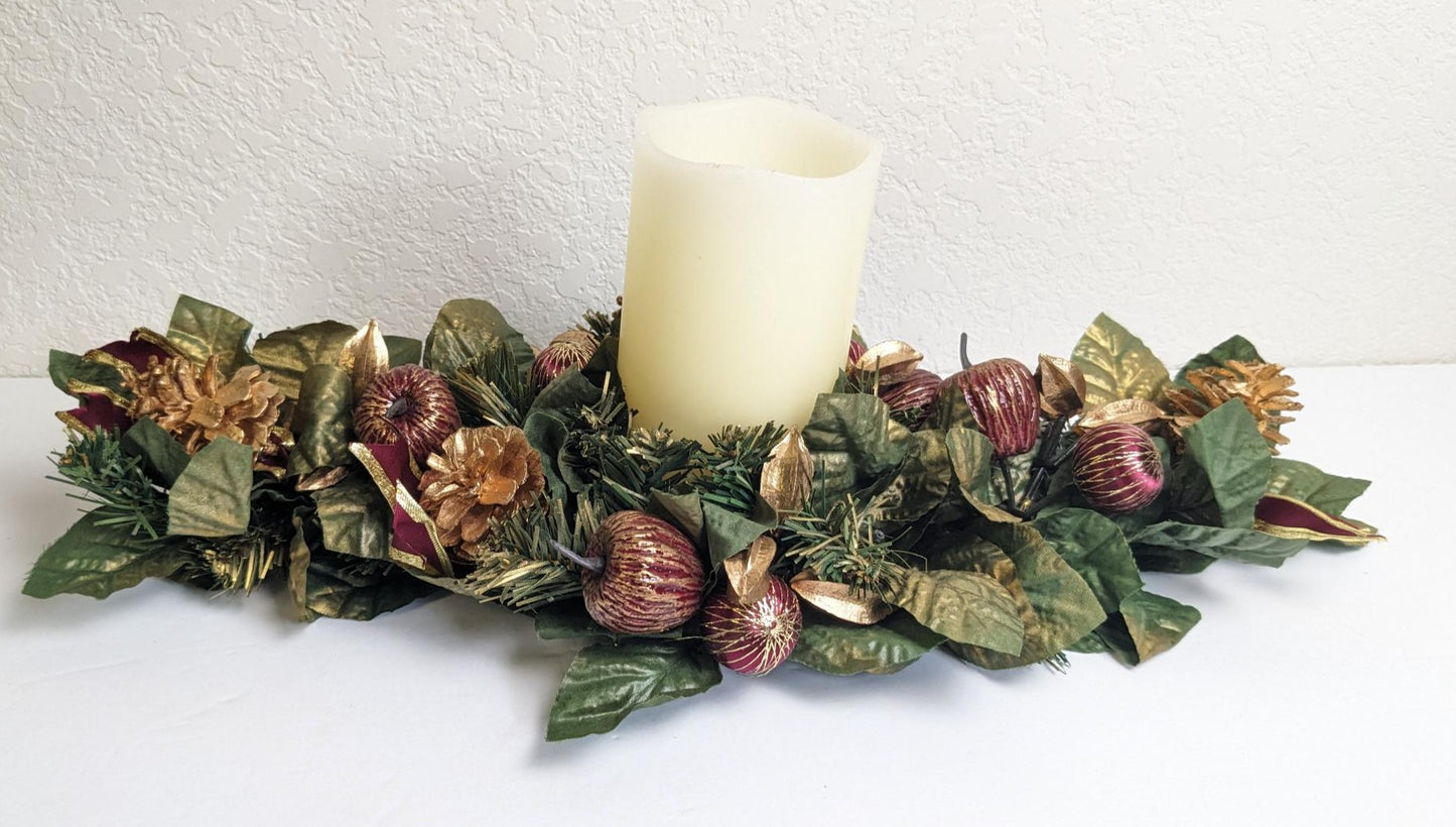 Vintage 1960's Holiday Candle Wreath Ring Centerpiece