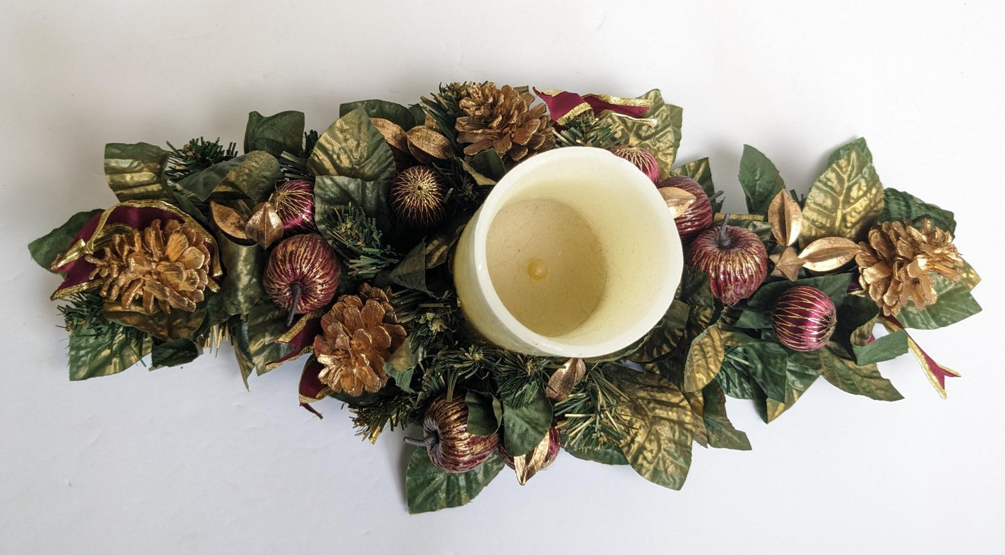 Vintage 1960's Holiday Candle Wreath Ring Centerpiece