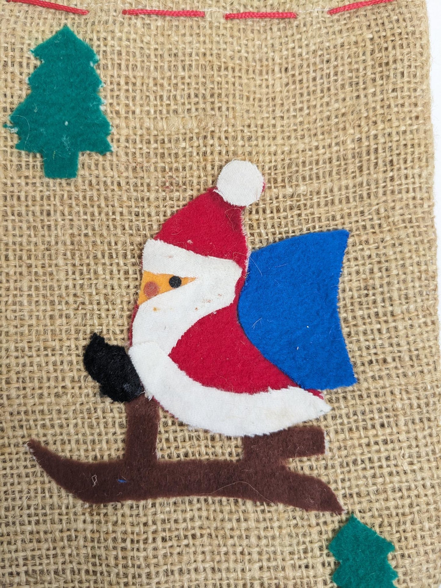 Vintage Burlap Christmas Gift Bag