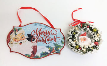 Retro Santa Claus Christmas Ornament Set