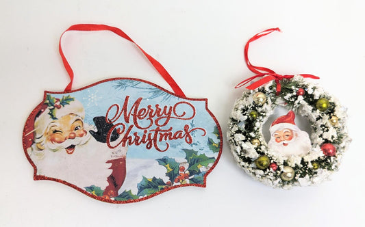 Retro Santa Claus Christmas Ornament Set