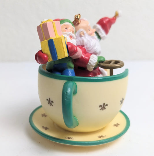 Santa in Spinning Teacup 1994 Christmas Ornament