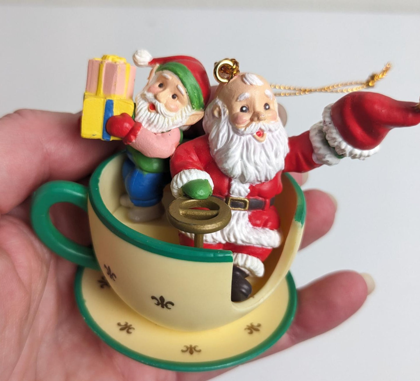 Santa in Spinning Teacup 1994 Christmas Ornament