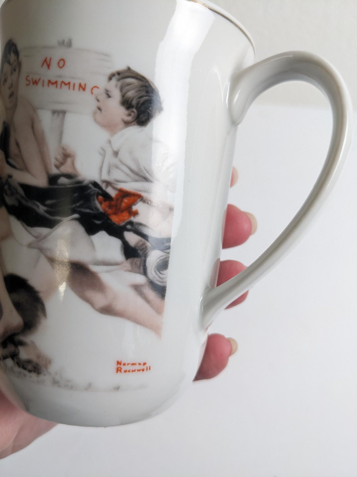 Vintage No Swimming Norman Rockwell Mug