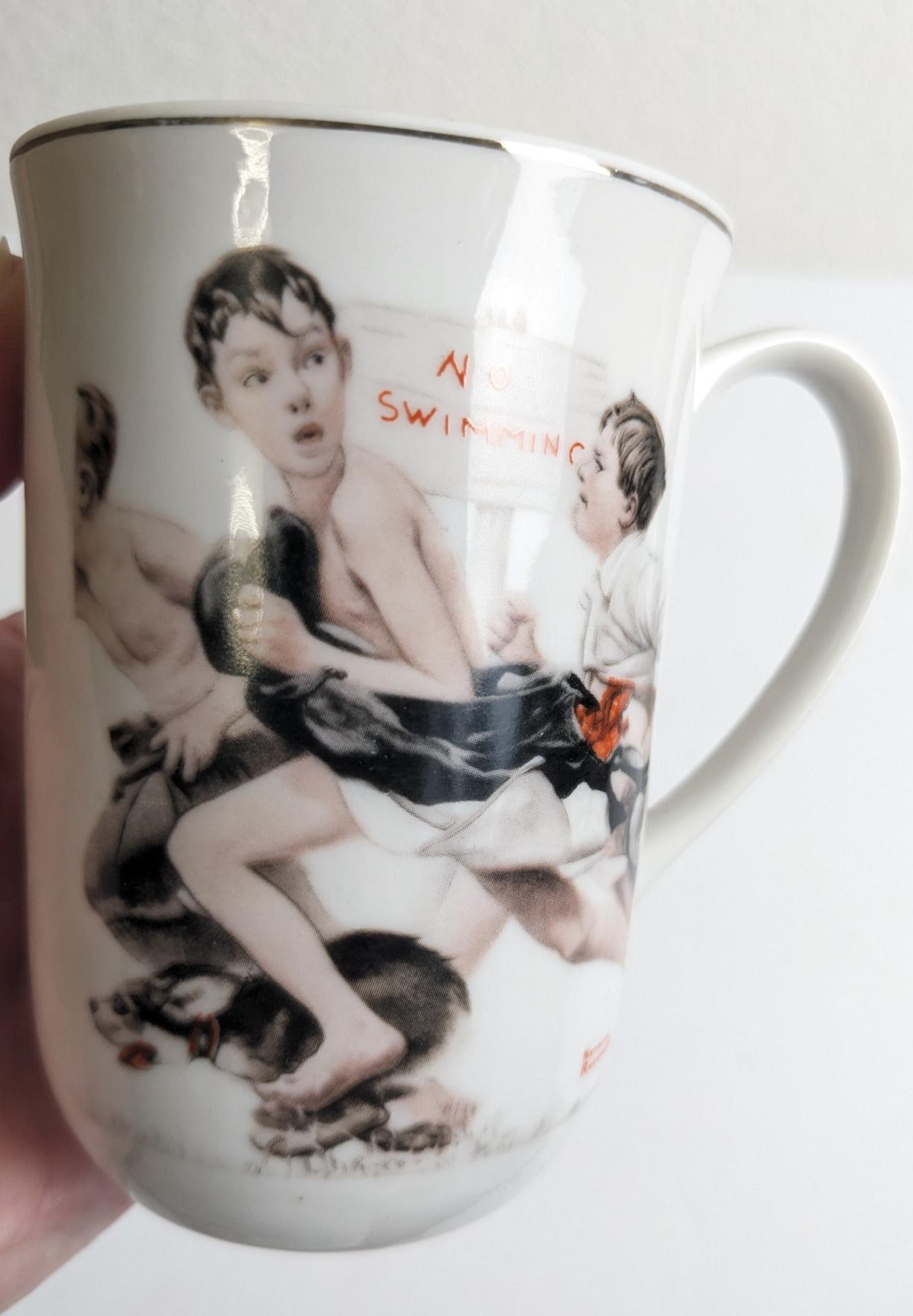 Vintage No Swimming Norman Rockwell Mug