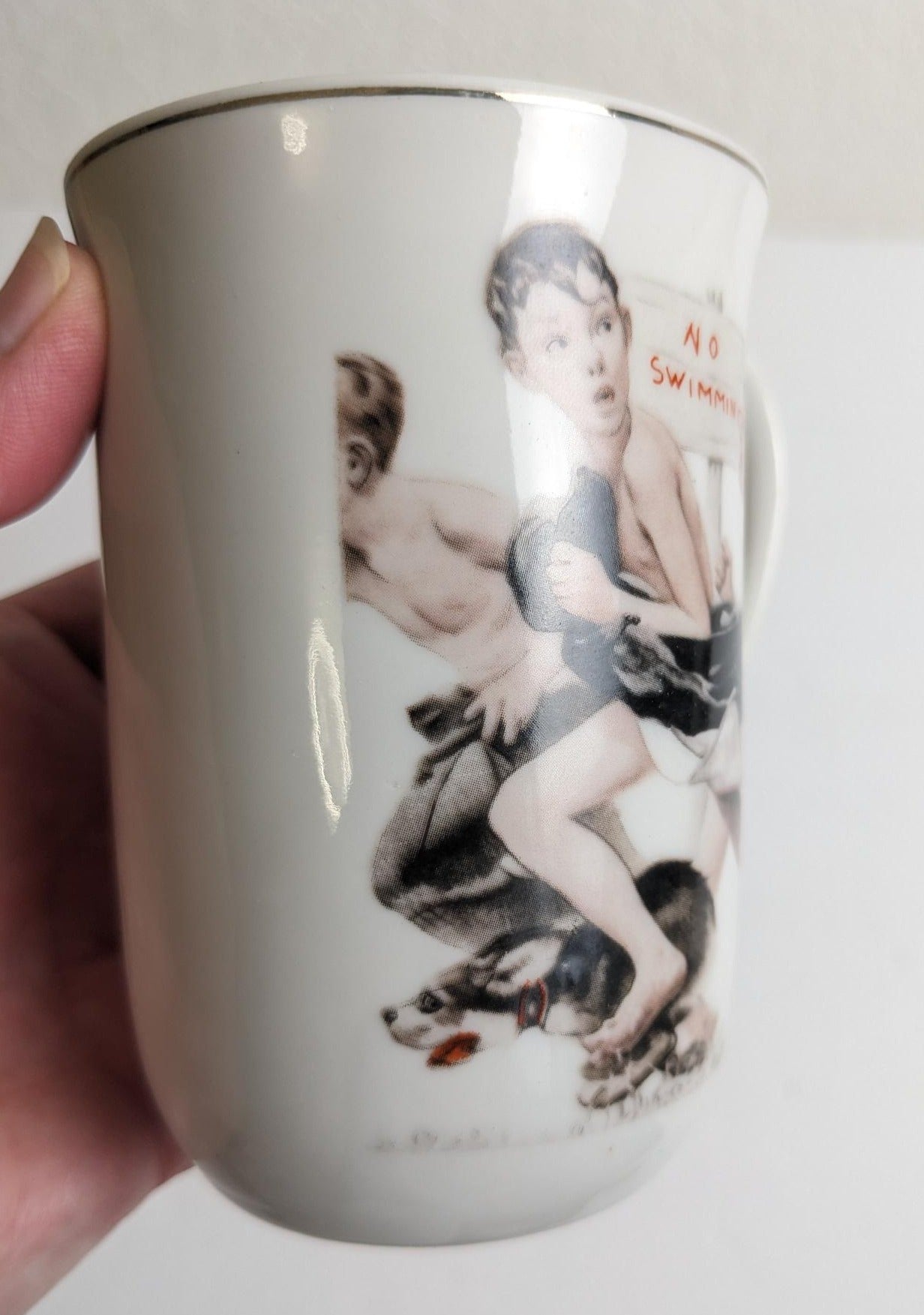 Vintage No Swimming Norman Rockwell Mug