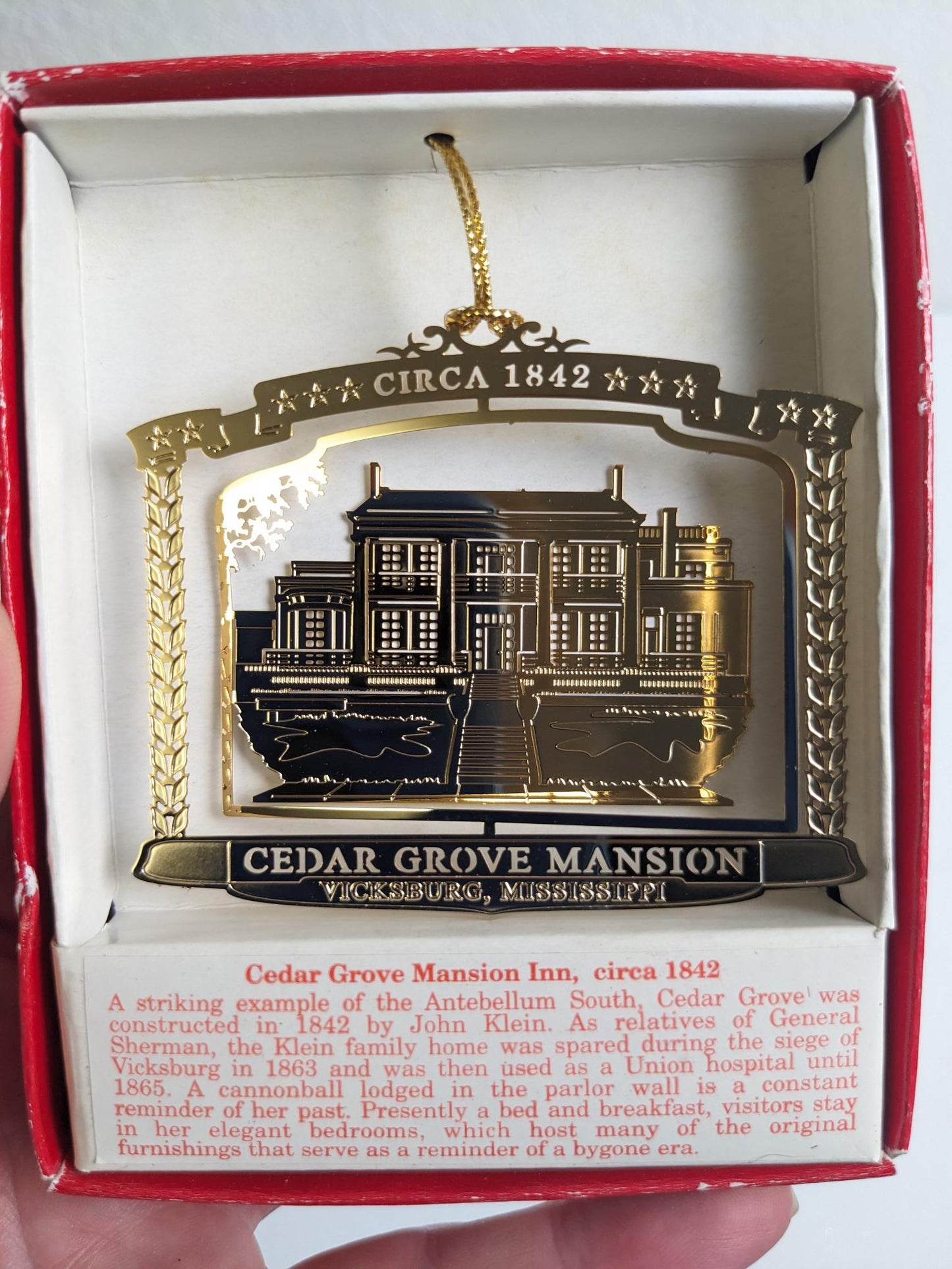 National Treasures Cedar Grove Mansion Christmas Ornament