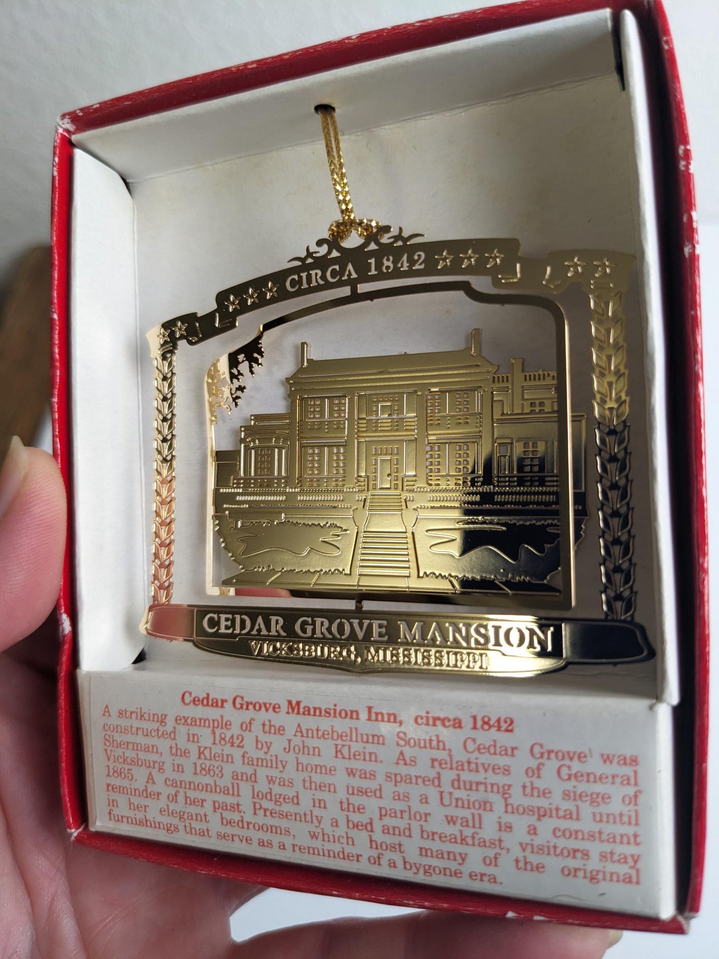 National Treasures Cedar Grove Mansion Christmas Ornament