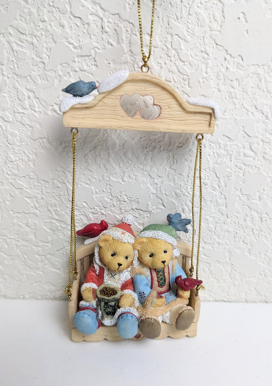 Vintage Cherished Teddies Surrounded by Feathered Friends Christmas Ornament