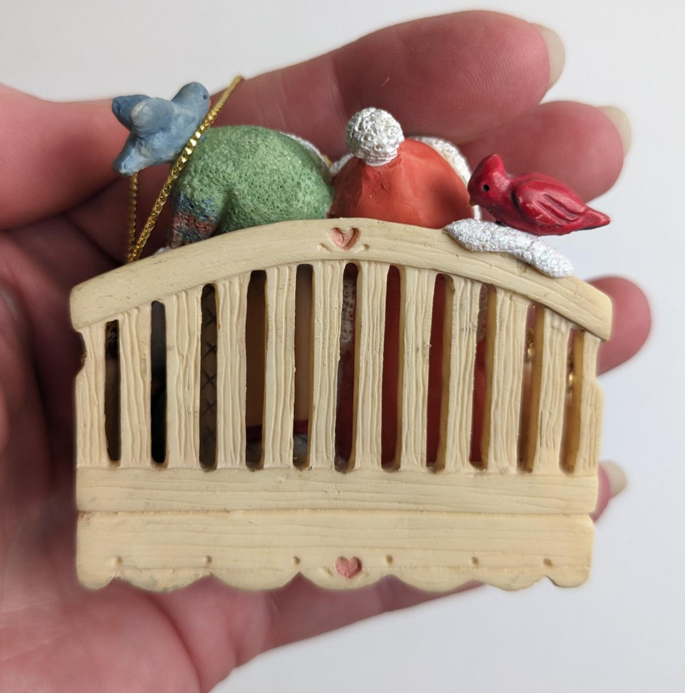 Vintage Cherished Teddies Surrounded by Feathered Friends Christmas Ornament