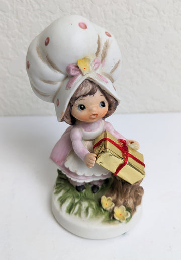 Lefton Girl with Wrapped Gift Figurine