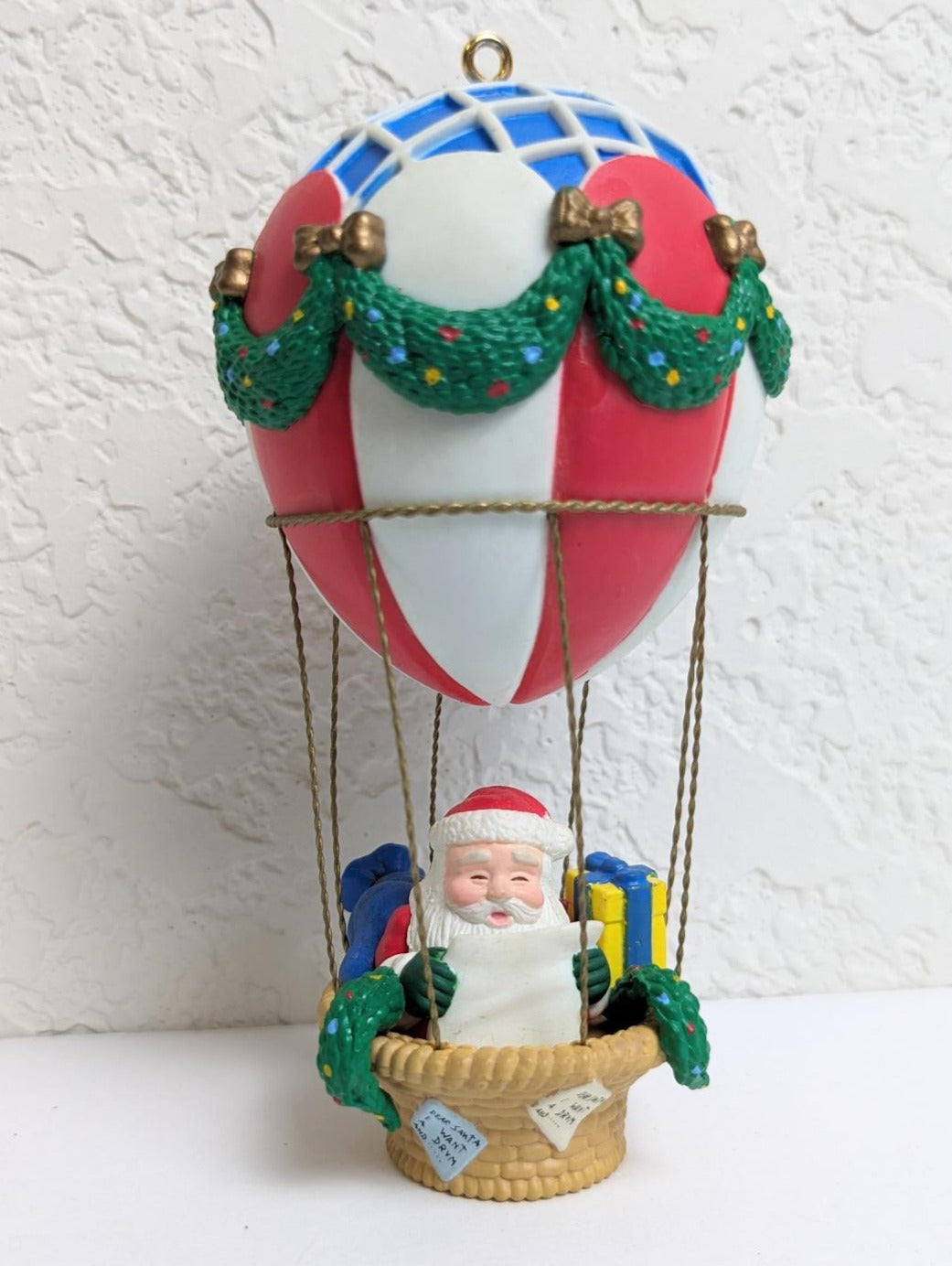 Santa in a Hot Air Balloon Christmas Ornament - Noma 1992