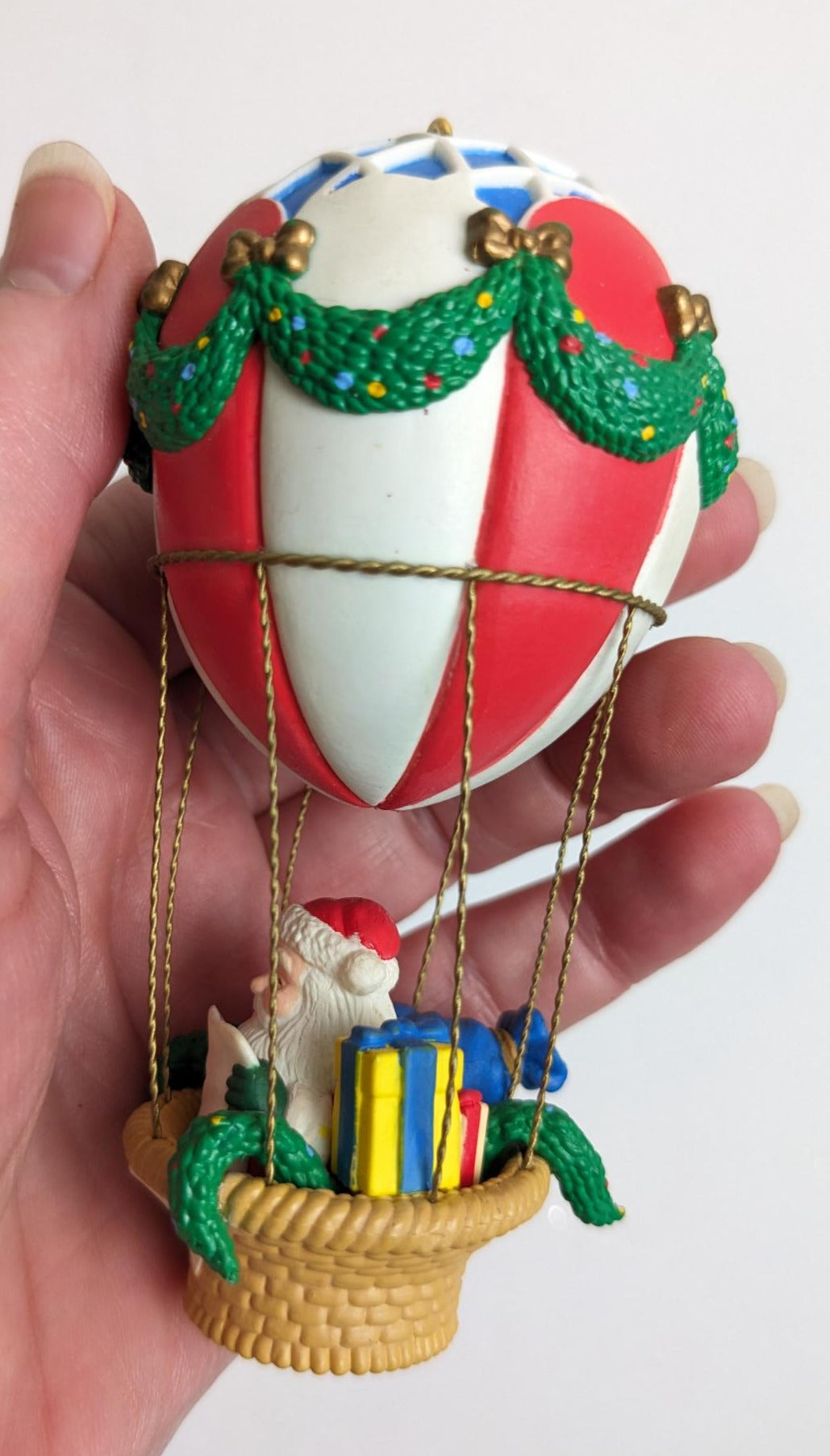 Santa in a Hot Air Balloon Christmas Ornament - Noma 1992