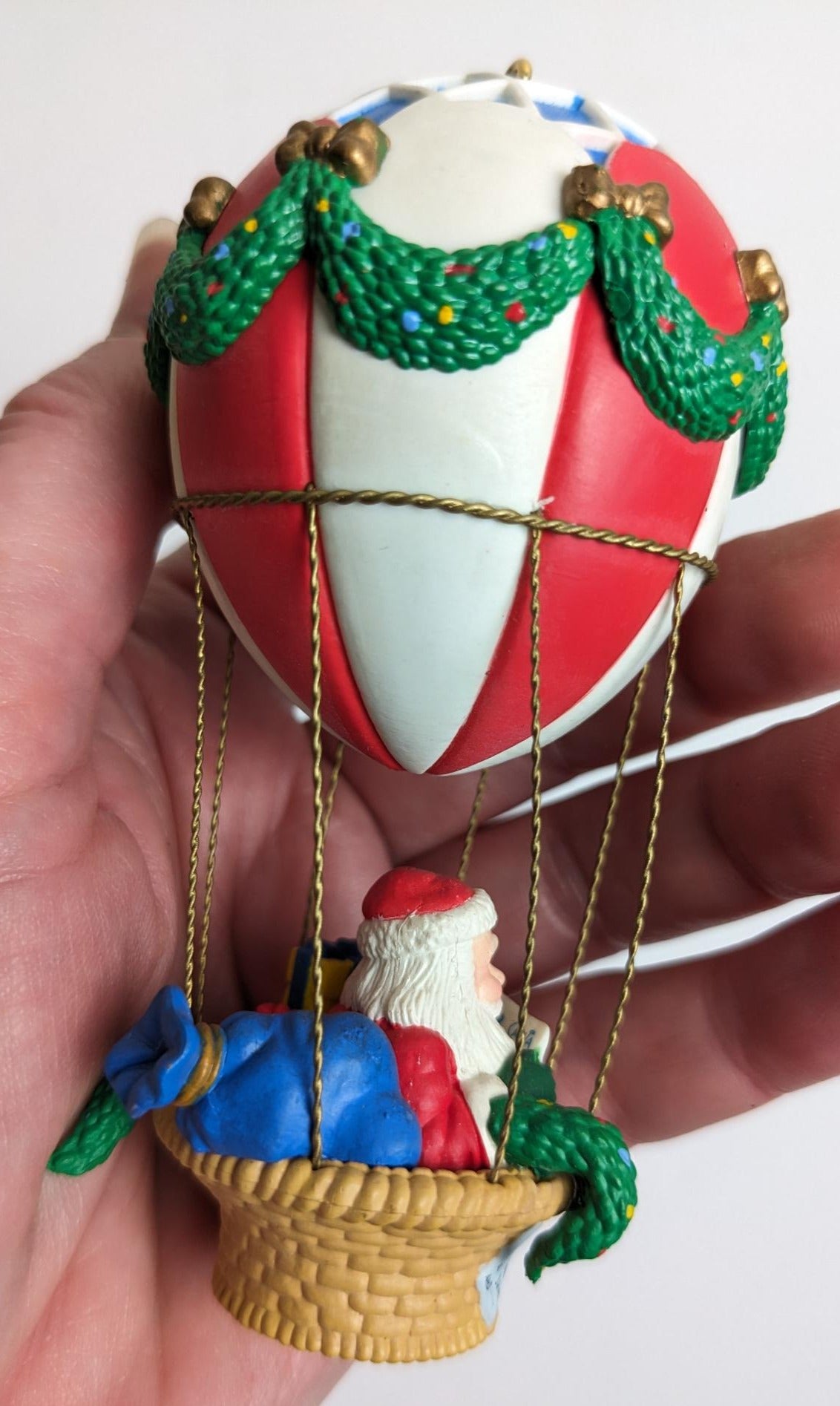 Santa in a Hot Air Balloon Christmas Ornament - Noma 1992
