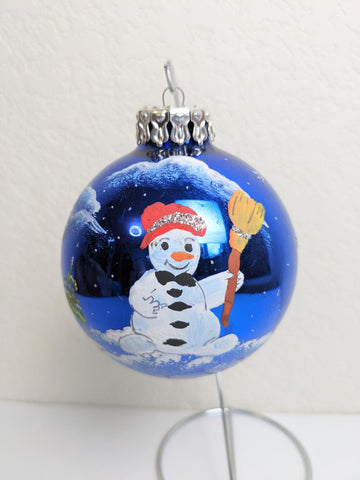 Large Hand Painted Snowman Christmas Ornament