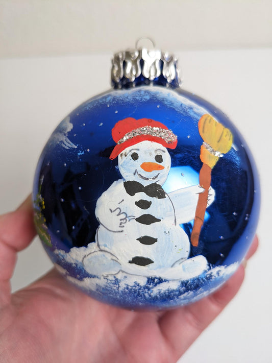 Large Hand Painted Snowman Christmas Ornament